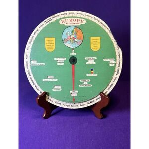 Antique 1931 "Europe At-A-Glance" Chart Co. Rotating Educational Map Wheel